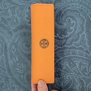 Tory Burch Orange Faux Leather Eyeglass Case (Case Only, No Glasses)